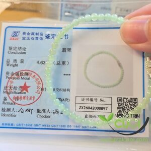 Chuỗi Ngọc Cẩm Thach Xanh Táo type A, size hạt 3.6mm hoàn hảo cao - Nông Trại Cười