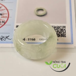 Nhẫn Ngọc Cẩm Thạch Khắc Họa Tiết Phớt Xanh Táo Type A, nhiều size, chột 11mm - Nông Trại Cẩm Thạch