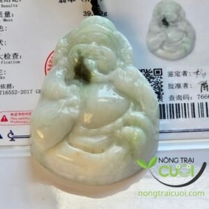 Mặt Ngọc Cẩm Thạch Thần Tài Xanh Tao Hoa Bay type A, 36x51mm - Nông Trại Cười
