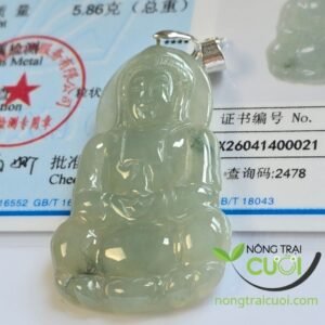 Mặt Dây Ngọc Cẩm Thạch Quan Âm Lục Hoa Bay type A, size 23x39mm + Tặng kèm dây và móc - Nông Trại Cẩm Thạch