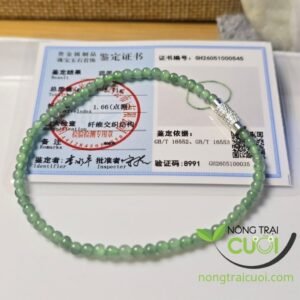 Chuỗi Tay Ngọc Cẩm Thạch Lam Ngọc Băng Thấu Dây Xanh type A, size hạt 3mm - Nông Trại Cẩm Thạch