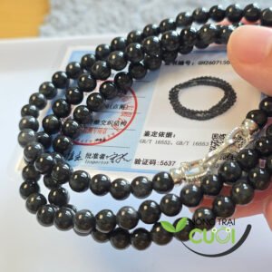 Chuỗi Quấn Tay Ngọc Cẩm Thạch Gà Đen type A, size hạt 6mm - Nông Trại Cẩm Thạch